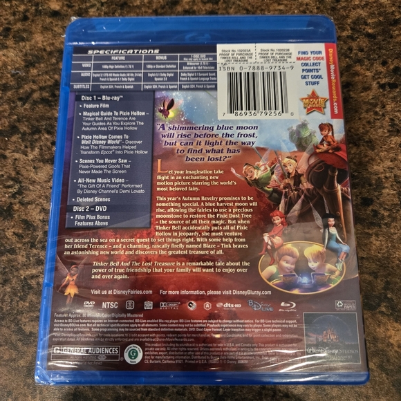 Walt Disney Pictures Tinker Bell and the Lost Treasure Blu-ray DVD Combo Pack - Picture 2 of 3